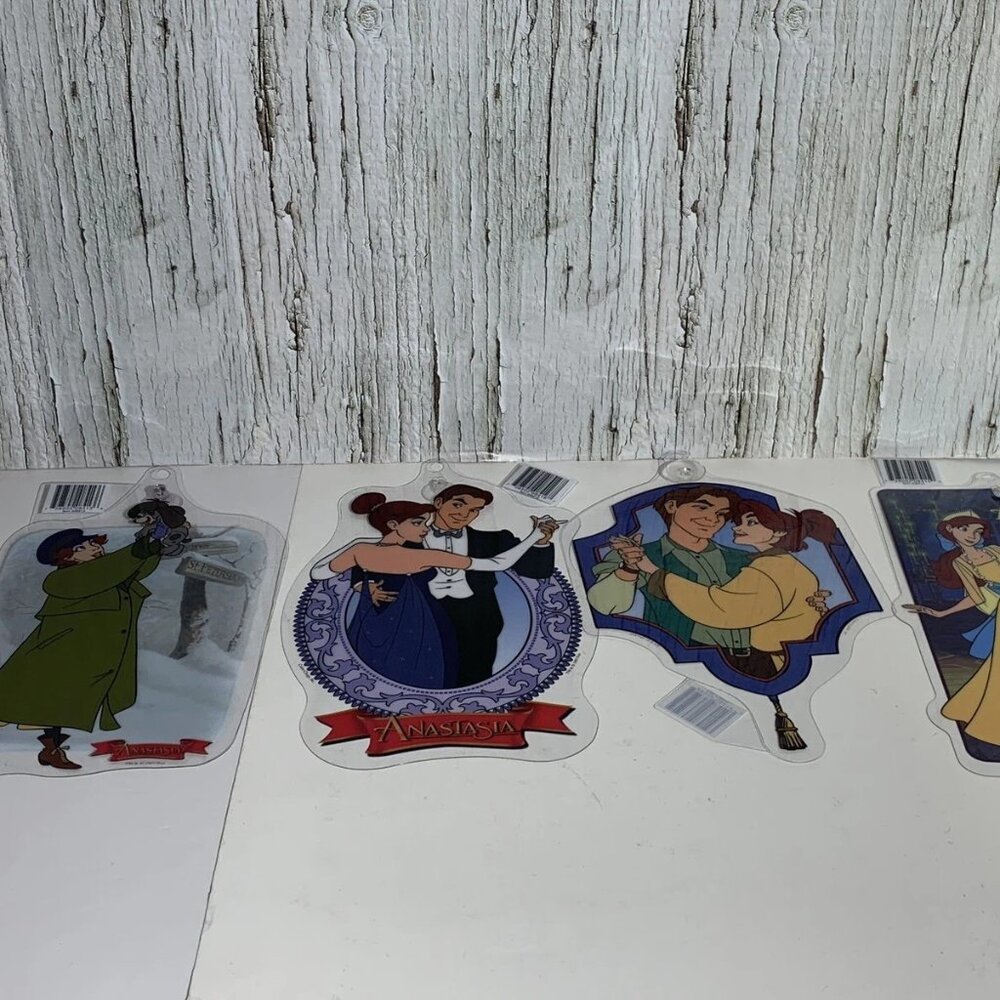 4 Disney Anastasia & Pooka Hard Window Cling VTG 1997 Vintage Color-Clings